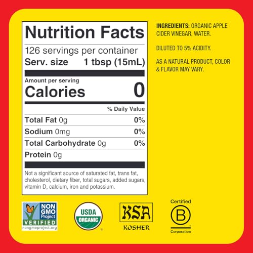 Bragg Organic Raw Apple Cider Vinegar, 32 Ounce - 1 Pack | Raw and Unfiltered