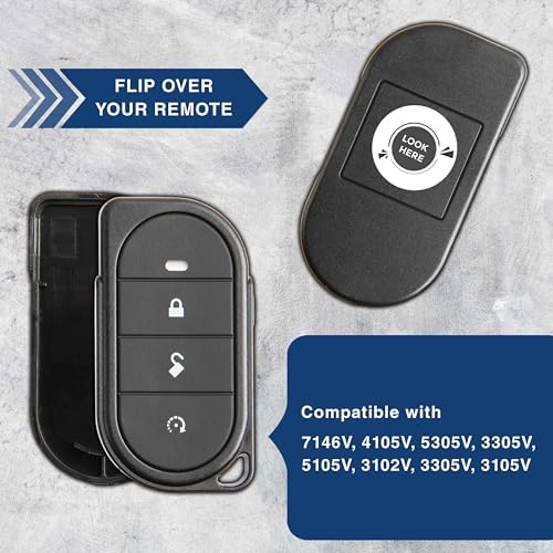 KeylessOption Keyless Entry Remote Control Car Key Fob Shell Button Pad Alarm Security Cover Lock Unlock Remote Start 3-Button Replacement for Viper (7146V)