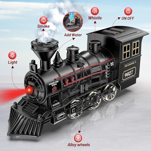 Hot Bee Train Set, Train Toys with Smoke, Lights, Sound and Train Tracks
