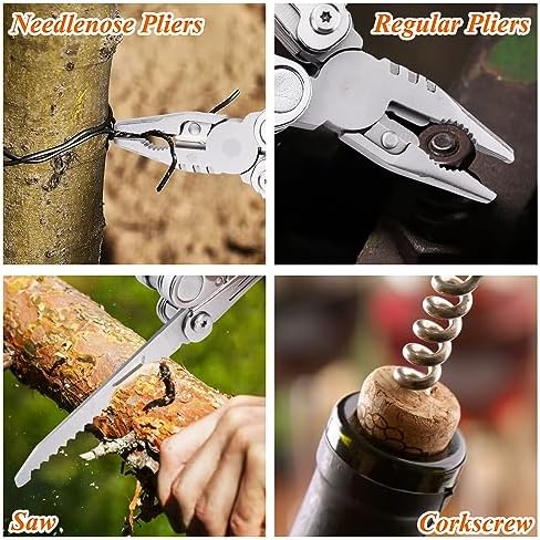 RoverTac 18-in-1 Multitool Pocket Knife with Pliers, Saw, Corkscrew & Detachable Scissors, Multi Tool with Safety Lock, 9 Screwdriver Bits