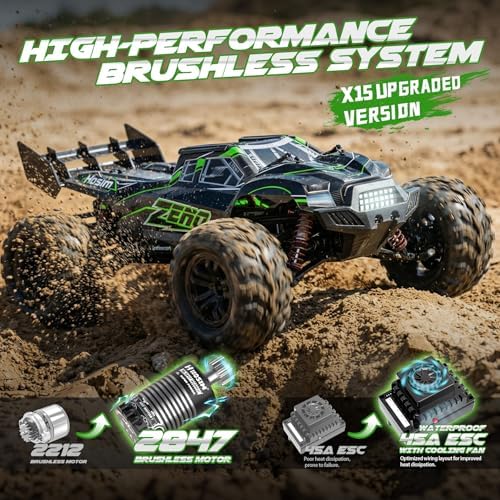 Hosim 1/10 Brushless RC Cars for Adults & Boys 60+ KPH, Fast RC Truck | 4x4 Off-Road All-Terrain Big Remote Control Car