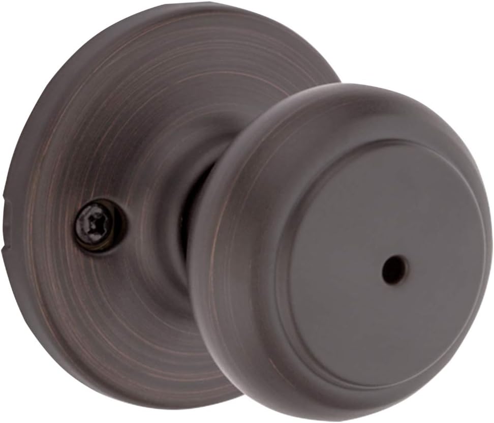 Kwikset Cove Interior Privacy Door Knob with Lock, Door Handle For Bathroom and Bedroom, Satin Nickel Keyless Turn Lock Doorknob, with Microban Protection