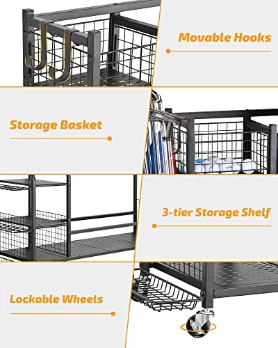 PLKOW Golf Bag Storage Garage Organizer, Extra Large Size Golf Bag Storage Stand and Golf Equipment Rack for Garage,Shed, Basement