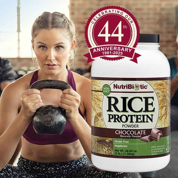 NutriBiotic – Plain Rice Protein, 1 Lb 5 oz (600g) - Low Carb, Keto-Friendly, Vegan, Raw Protein Powder - Grown & Processed Without Chemicals, GMOs or Gluten - Easy to Digest & Nutrient-Rich