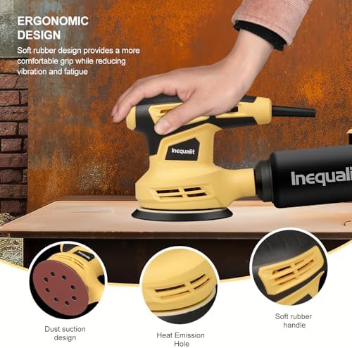 280W Random Orbital Sander Corded 5-inch Electric Palm Sander | 13000 OPM Electric Palm Sander for Woodworking, Sanding & Polishing, 6-Speed, Dust Box