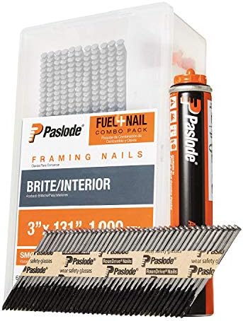 Paslode, Framing Nails and Fuel Pack, 650525, 3 inch x .131 Gauge, Smooth Brite, 1 Fuel Cell and 1,000 Nails