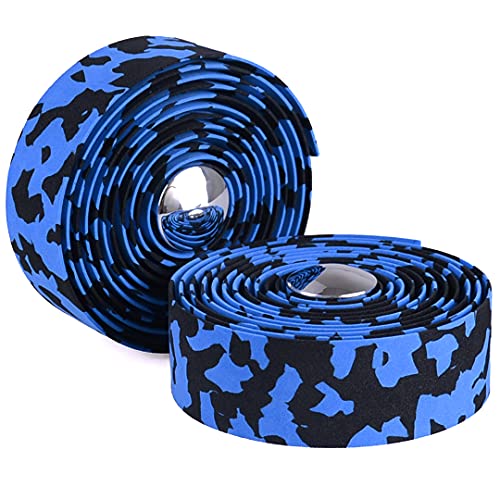 KINGOU White & Blue Camouflage EVA Road Bike Handlebar Tape Cycling Bar Tapes - 2PCS Per Set