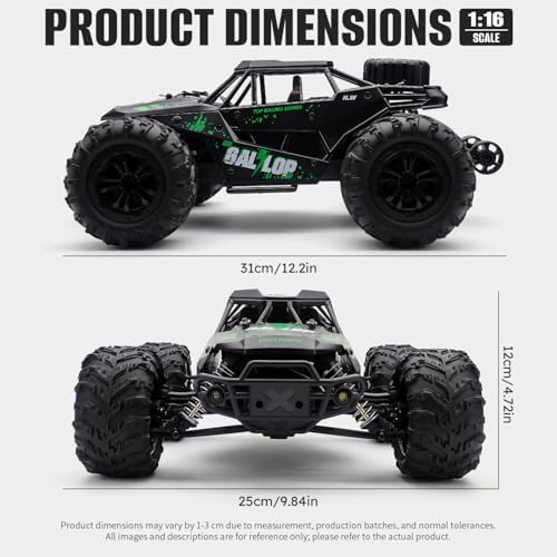 1:16 RC Cars for Adult,45km/h 4WD Off-Road Remote Control Car All-Terrain Fast RC Truck with Two 1500mAh Batteries