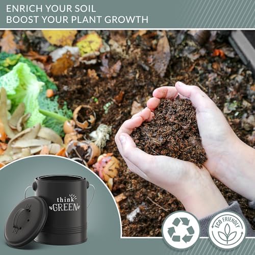 Barnyard Designs 1.2 Gallon Kitchen Counter Compost Bin with Lid (Mint)