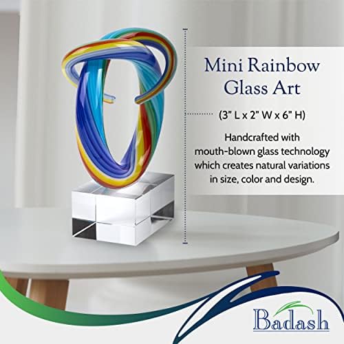 Badash Rainbow Murano-Style Art Glass Sculpture Centerpiece, 18 Inch | Murano-style art glass sculpture for tabletop decor, living rooms, offices, shelves, console tables and gifts