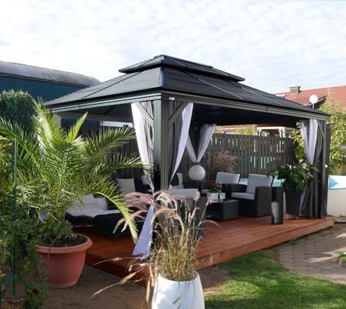 Sojag Outdoor 10' x 14' Mykonos Double Roof Hardtop Gazebo Outdoor Sun Shelter