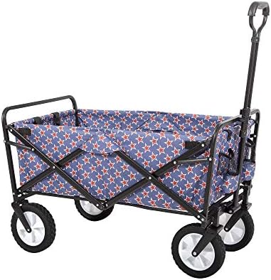 Mac Sports Heavy Duty Steel Frame Collapsible Folding 150 Pound Capacity Outdoor Camping Garden Utility Wagon Yard Cart, Red