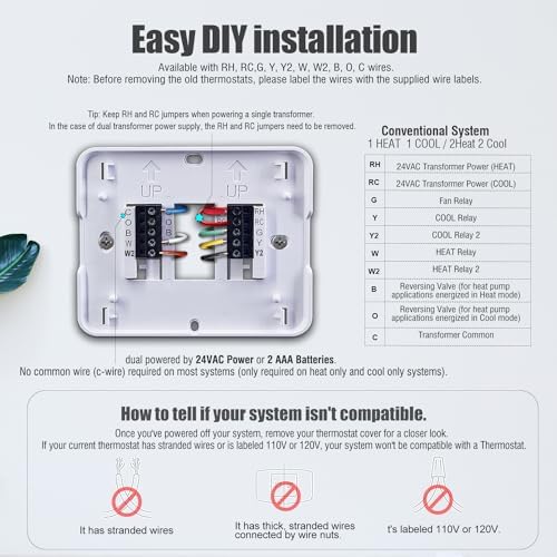 Aowel 2 Heat/ 2 Cool Non-Programmable Thermostat for Conventional System