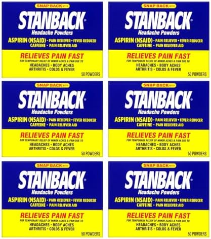 Stanback Headache Powders, Fast Pain Relief with Aspirin (NSAID) and Caffeine, 50 Count (6 Pack)