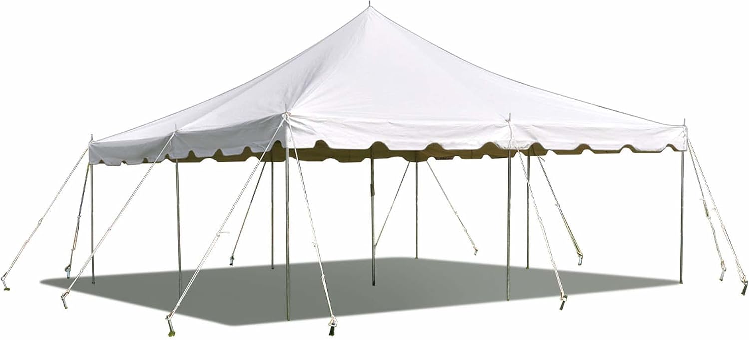 20’ x 20’ Weekender Canopy Pole Tent, Indoor and Outdoor Heavy Duty Easy Up, 80 Person Capacity Tent for Parties, Weddings, and Events, Commercial and Residential Use, PVC White Top | Easy Up Weekender Canopy Tent With 80 Person Capacity - Outdoor Canopi…