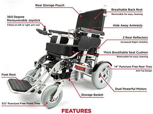 Porto Mobility Ranger The Beast Ultra Heavy Duty Foldable Electric Wheelchair Holds 500lbs 400W Horse Power Dual Motor Folding All Terrain Power