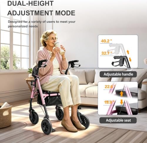 Foldable Rollator Walkers for Seniors with Seat
