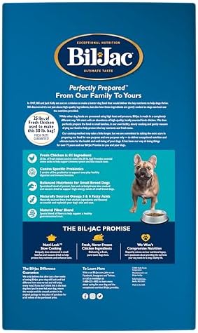 Bil-Jac Small Breed Adult Dry Dog Food with Chicken & Probiotics | 6 lb | Fresh Chicken Is #1 Ingredient with Easy-to-Chew Bites, Probiotics & Omega Fatty Acids for Energy, Digestion & Skin Health
