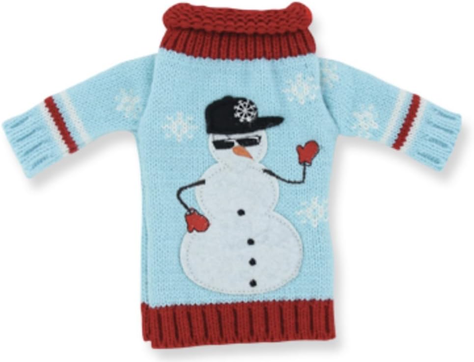 Uncle Bob's Christmas Holiday Ugly Sweater Knitted Wine Bottle Cover (Snowman)