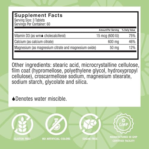 Celebrate Vitamins Calcium Plus – 600mg Calcium Citrate, 600 IU Vitamin D3 & 50mg Magnesium for Post Bariatric Surgery - Gluten-Free & Sugar-Free - 180 Non-Chewable Tablets