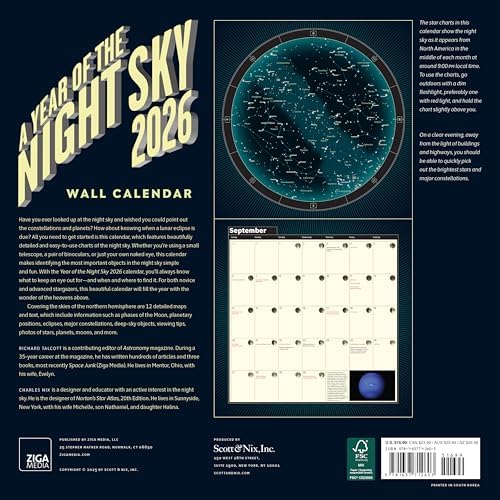 A Year of the Night Sky Wall Calendar Monthly, January-December 12'' x 12" (2026)