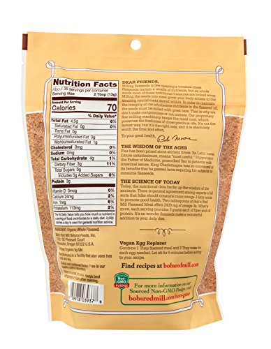 Bob's Red Mill Organic Flaxseed Meal, 16oz (Pack of 4) - Non GMO, Vegan, Paleo Friendly, Keto Friendly, Kosher