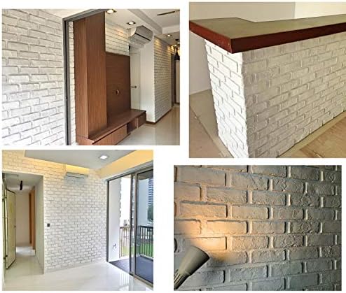 Faux Brick Wall Panels, 3D FRP Wall Panel Resin Fiberglass Material for House Exterior and Interior Use 32 sq.ft/Box (Matt White, New London)
