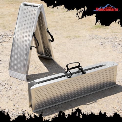 Ruedamann 7.5FT Aluminum Motorcycle Ramp, 750 lbs Capacity, 1 PC | Folding Truck Ramp for ATV, Motorcycle, Lawn Mower, Bike Ramp for Truck, Anti-Slip Loading Ramp for Dirt Bike