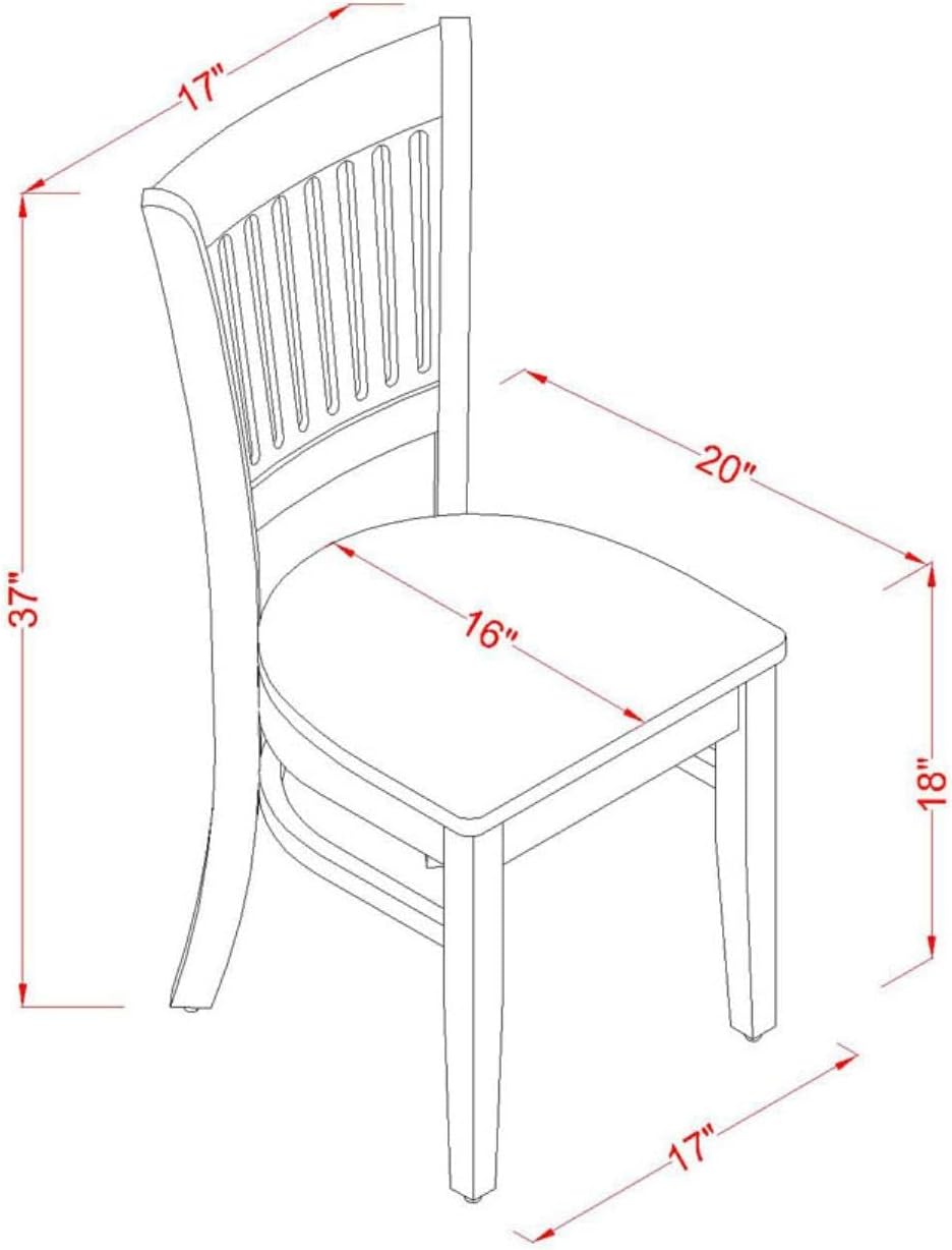 East West Furniture VAC-ESP-W Vancouver Kitchen Dining Chairs - Slat Back Wood Seat Chairs, Set of 2, Espresso