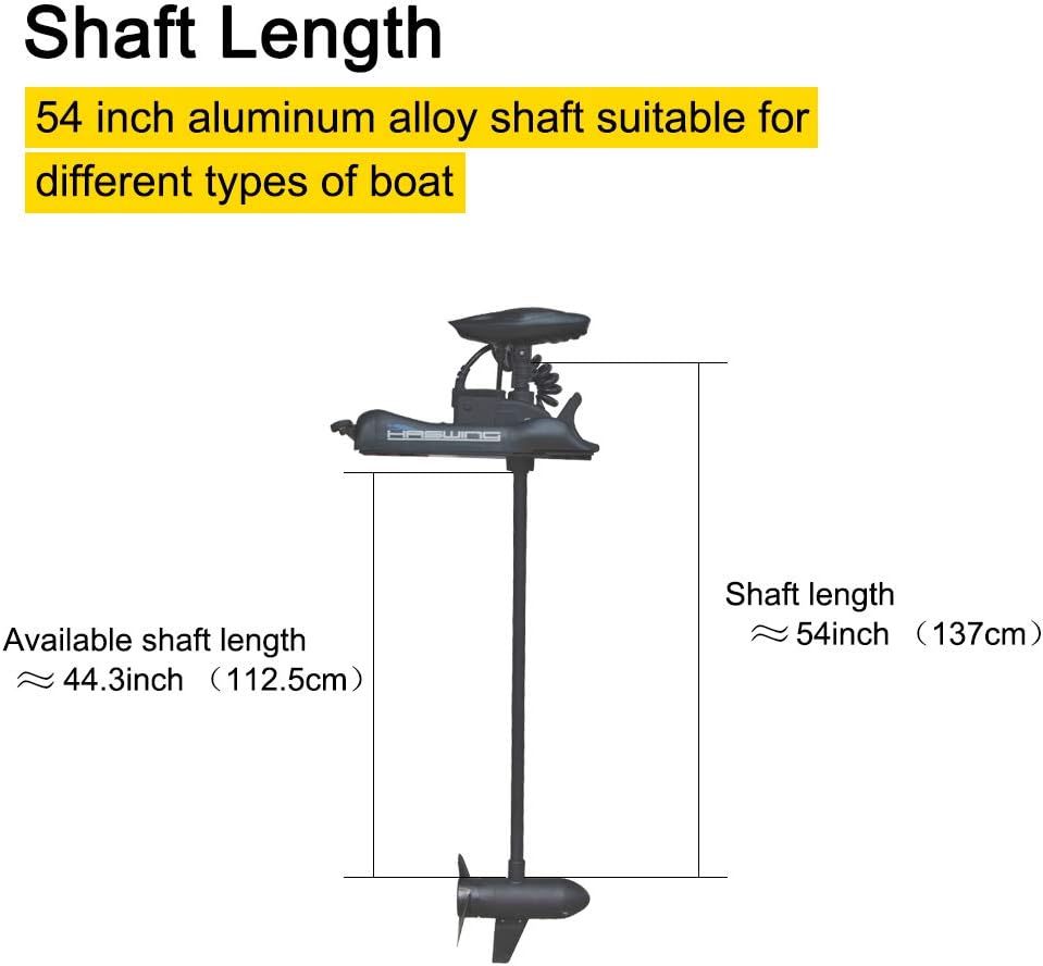 AQUOS Haswing Bow Mount Trolling Motor 12V 55lbs 48in with Wireless Remote | Fresh & Saltwater Ready, 164ft Wireless Remote Range, Black, Fits Boats up to 19ft, Req 13.7 x 8" Flat Mount Surface