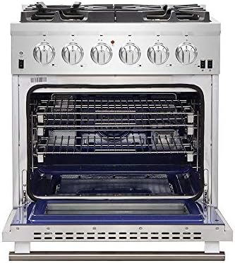 FORNO Capriasca Full Gas 30" Inch. Freestanding Range with 5 Sealed Burners Cooktop - 4.32 Cu.Ft. Gas Convection Oven Capacity