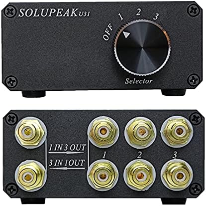 U31 3 Way RCA Audio Switcher, Stereo Audio Switch Selector Box