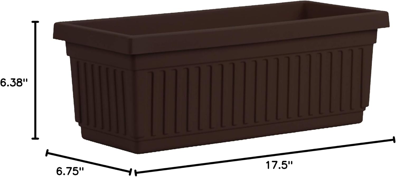 The HC Companies Venetian Window Planter Box w/Drain Plug - Long Planter Box for Windowsills, Balconies & More - Plastic Rectangular Outdoor Planters for Herbs & Flowers (18" Clay, Pack of 1)