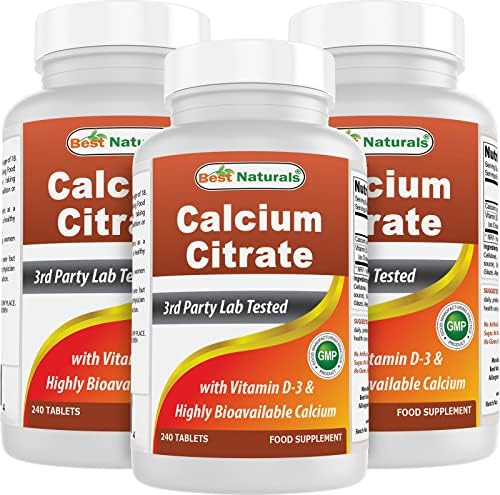 Best Naturals Calcium Citrate with Vitamin D-3 240 Tablets (240 Count (Pack of 1))