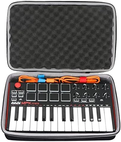 co2CREA Hard Case for Akai MPK Mini MKII/Play 25 Key Keyboard Controller | Compatible with MIDI Keyboard Controller, Travel Protective Storage Bag with Mesh Pocket & Handle