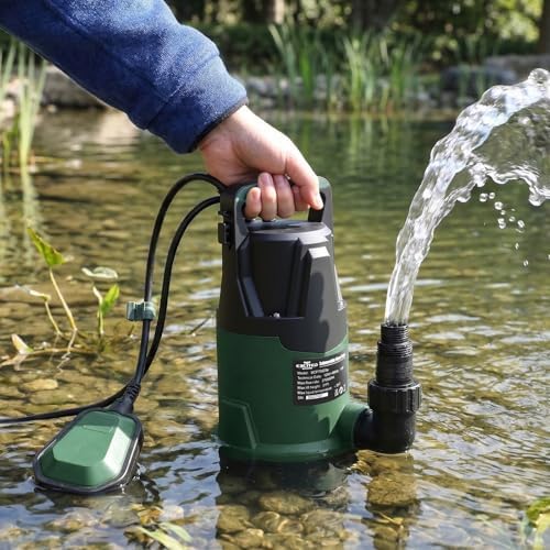 4200GPH 1HP Submersible Sump Pump with Automatic Float Switch | LAZYLAND, Clean Water Pump for Pool, Pond, Garden, Flooded Cellar, Aquarium and Irrigation (Green)