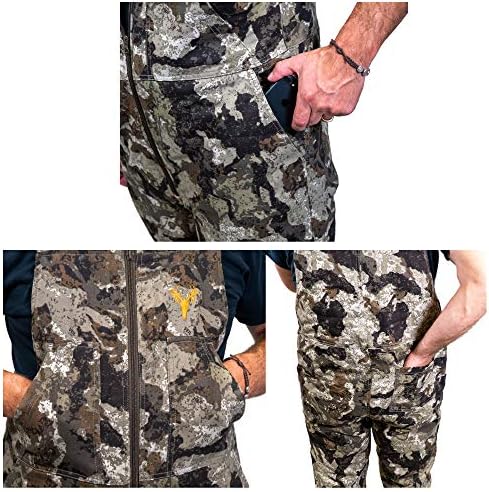 HOT SHOT Men’s Insulated Camo Bib, Ultra-Quiet Adjustable Overalls, Cold Weather Hunting Coveralls for Men