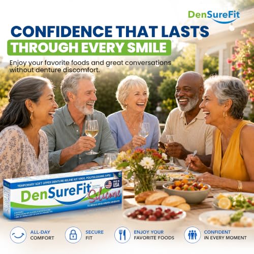 DenSureFit Lower Denture Reline Kit, Soft Silicone Liner | Soft silicone liner for loose lower dentures, helps improve fit
