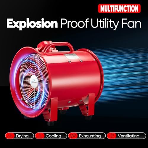 iLiving - ILG8EF12EX Explosion Proof Utility High Velocity Blower, Fume Extractor, Portable Exhaust and Ventilator Fan, Air Ventilation with 2720 CFM