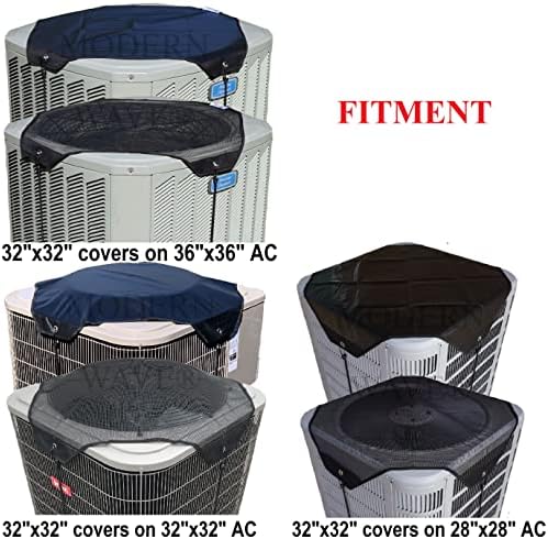 MODERN WAVE - 2 (Two) Central Air Conditioner Covers for Outside Units 36 x 36 inch - 1 (One) Top Universal Mesh Cover and 1 (One) Winter Waterproof