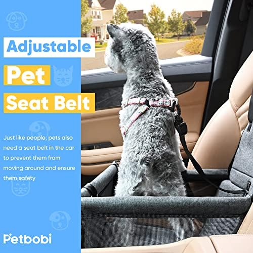 Petbobi Dog Car Seat for Small Dogs and Cats up to 15 lbs, Portable Booster | Pink, Water-resistant Oxford fabric, PVC Tubes, Folds Flat, Clip-on Leash Keeps Pups Secure and Drivers Focused