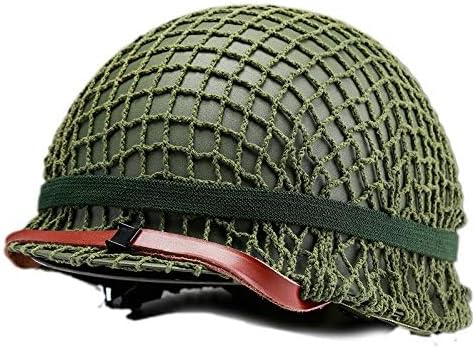 WW2 US M1 Helmet Steel Field Green with Net Cover Eye Belt Reproduction