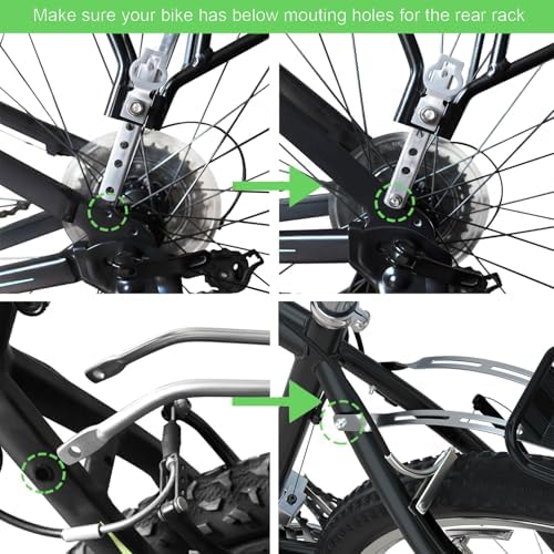 Bike Cargo Rack w/Bungee Cargo Net & Reflective Logo Universal Adjustable Bicycle Rear Luggage Touring Carrier Racks 55lbs Capacity Quick Release