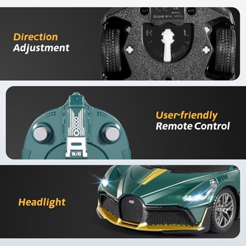 MIEBELY Licensed Bugatti Divo 1:24 Model RC Race Car for Kids Adults | Officially licensed;2.4GHz control; LED headlights;3.7V battery;sturdy ABS;indoor/outdoor play;gift for boys & collectors