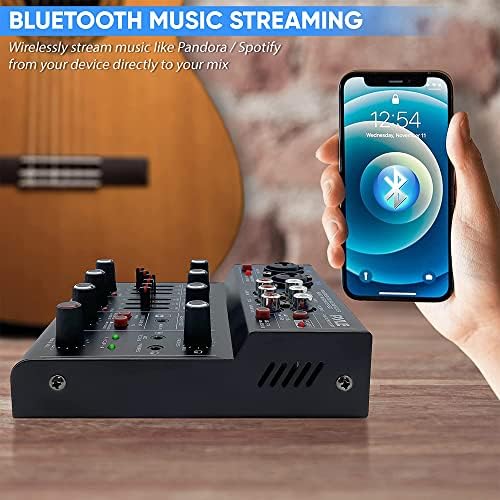 Pyle Professional Wireless DJ Audio Mixer - 4 Channel Bluetooth Controller Sound Mixer, USB Audio Interface