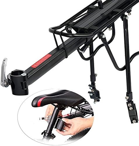 Amarine Made Bike Rear Rack 110 Lbs Capacity Aluminum Alloy or Iron Bicycle Rear Rack Adjustable Pannier Bike Luggage Cargo Rack Quick Release