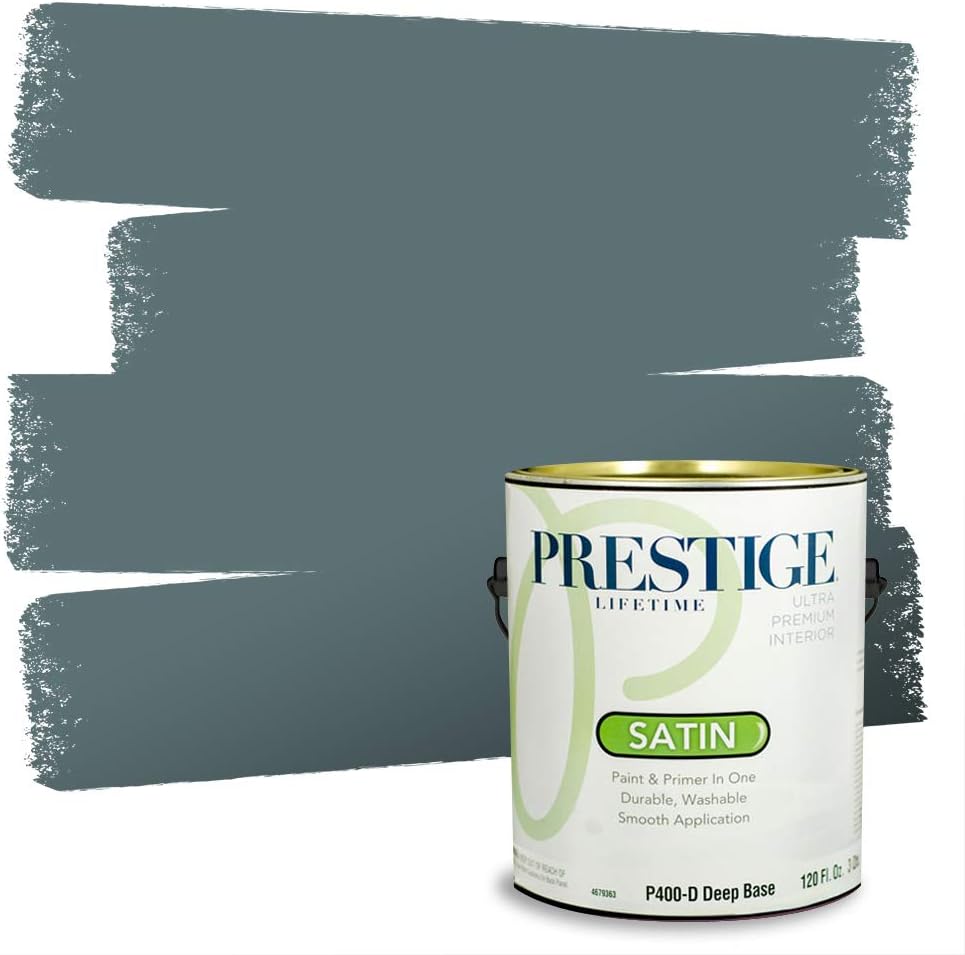 PRESTIGE Paints E100-T-SW6241 Exterior Paint and Primer in One, 1-Gallon, Flat, Comparable Match of Sherwin Williams Aleutian, 1 Gallon, SW18-Aleutian
