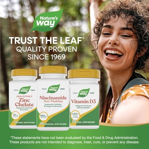 Nature's Way Niacinamide - Niacinamide Capsules with Non-Flushing Vitamin B3 - Supports Cellular Energy* - 500mg per Serving - Gluten-Free & Vegan - 100 Count (100 Servings)