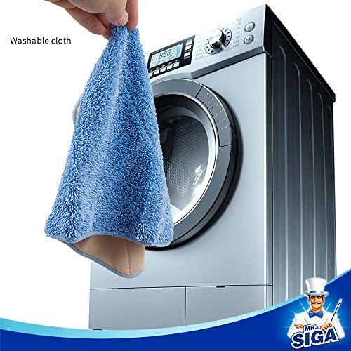 MR.SIGA Professional Microfiber Mop for Hardwood, Laminate Floor Cleaning | Stainless steel telescopic handle, 3 reusable microfiber flat mop refills and 1 dirt removal scrubber included