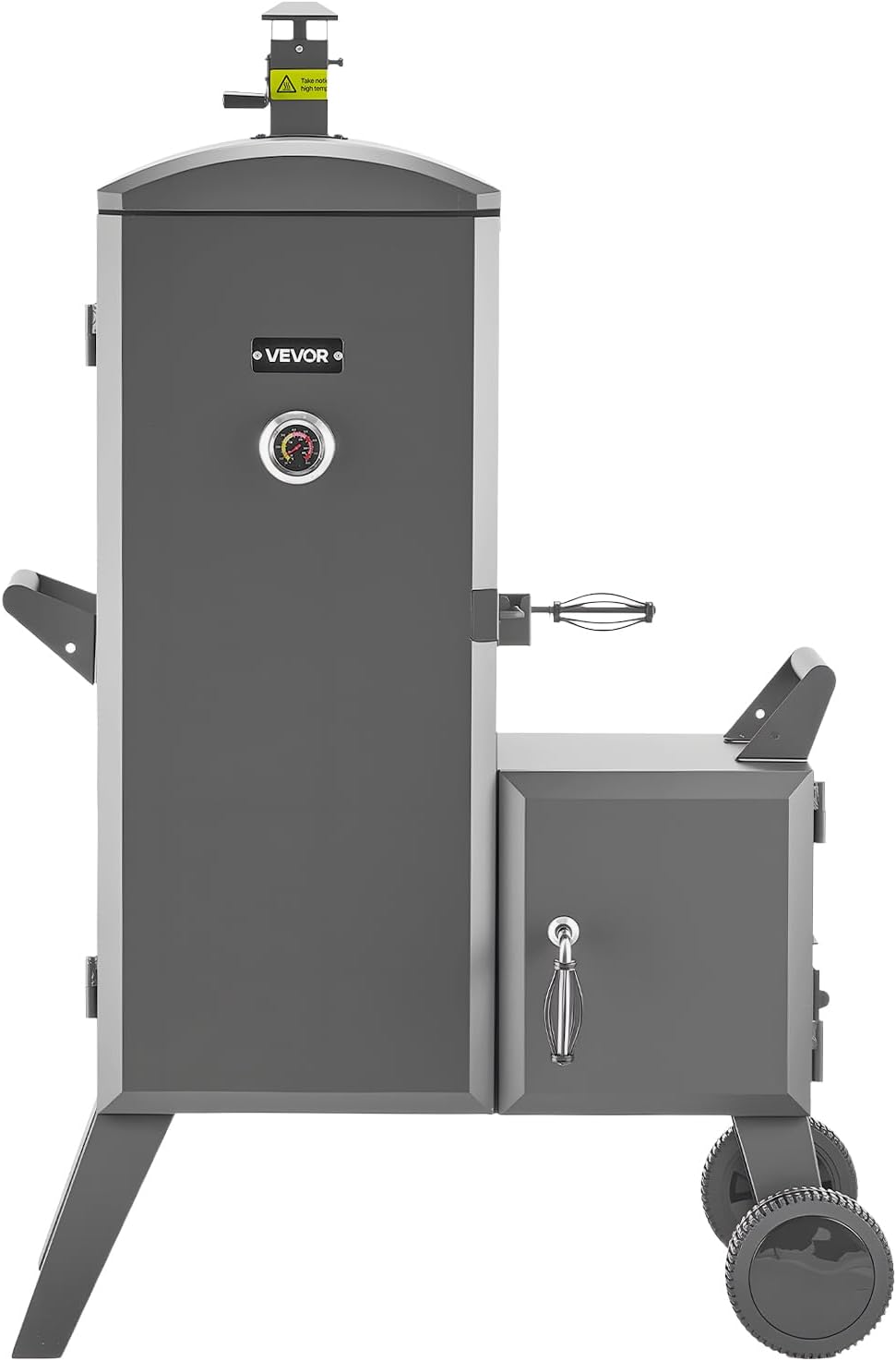VEVOR Charcoal Offset Smoker, Heavy-Duty Steel BBQ Offset Smoker with Side Firebox, Movable Outdoor Barbecue Smokers with 6 Adjustable Grates